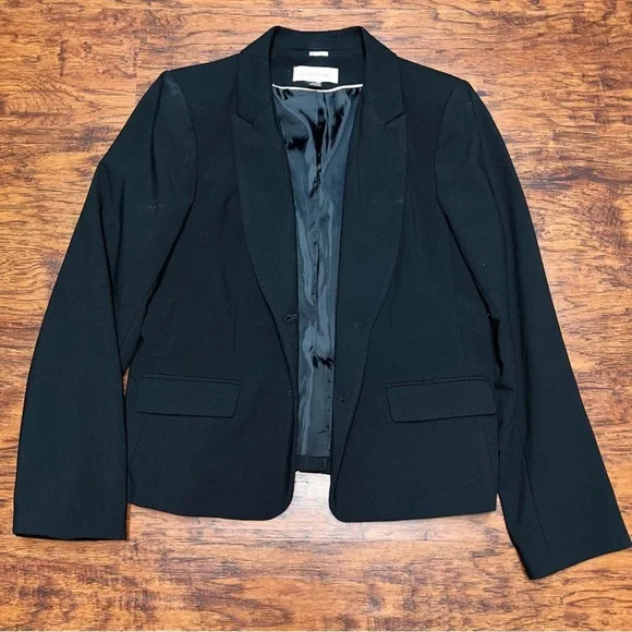 Calvin Klein Women’s Suit Jacket, Black Two-Button Lux Blazer, Petite Size 14 - Picture 5 of 5